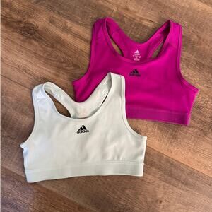 Lot of 2 Adidas Techfit Girls' Youth Size XL (16) Sports Bras Gray Pink